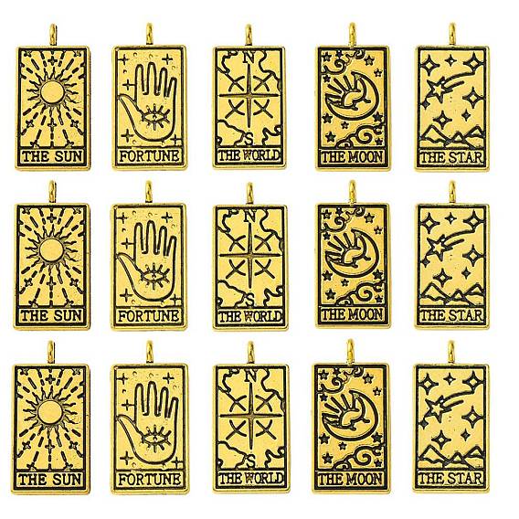 15 шт 5 стили подвески из сплава в тибетском стиле, прямоугольник с рисунком таро