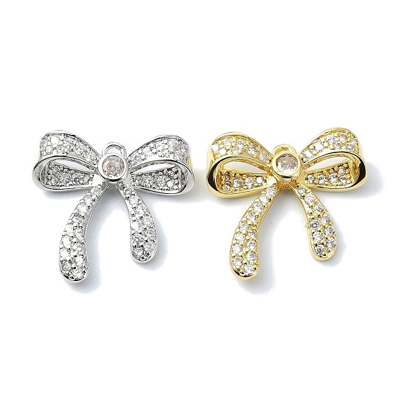 Подвески из кубического циркония с покрытием из латуни, бантом, долговечный, без свинца и без кадмия