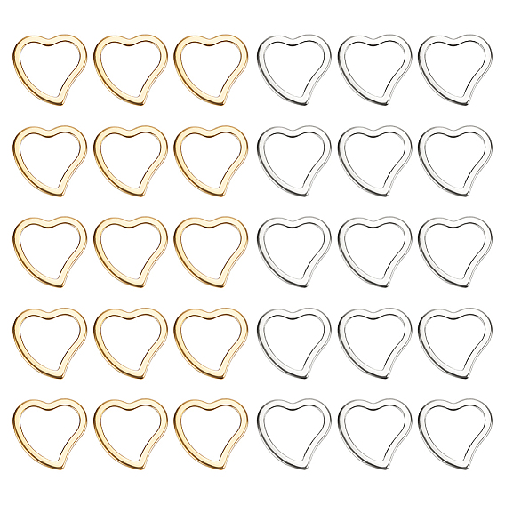 60шт. 2 цвета 304 соединительное кольцо из нержавеющей стали, сердце