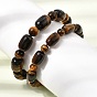 Natural Tiger Eye Oval and Round Beaded Stretch Bracelets for Women