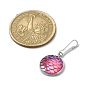Resin Flat Round with Mermaid Fish Scale Keychin, with Iron Keychain Clasp Findings