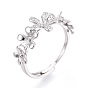 Цветочная латунь микропаве прозрачный кубический цирконий регулируемые настройки кольца, за половину пробурено бисера