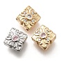 Латунные микро проложить кубического циркония бусы, без кадмия, без никеля и без свинца, квадратные с цветком