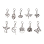 10шт 10 стили подвеска из сплава в тибетском стиле украшения, с карабин-лобстерами , разнообразные