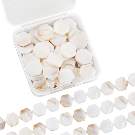 2 нити из натуральных пресноводных бусин из ракушек, шестиугольник