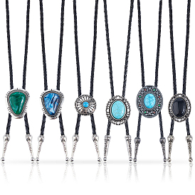 6 шт. 6 стили шнуры из искусственной кожи, акрила и смолы, ожерелья-лариаты для женщин