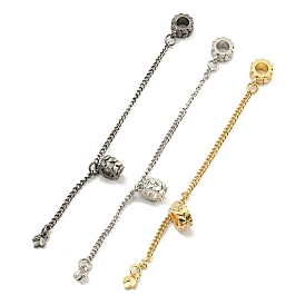 Perles européennes en alliage de placage en crémaillère avec chaînes de sécurité, Perles avec un grand trou   , sans cadmium et sans nickel et sans plomb