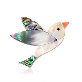 Abalone Shell Brooch for Backpack Clothes, Bird