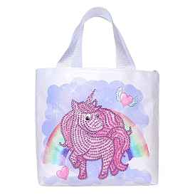 Unicorn Pattern DIY Diamond Painting Handbag Kits, Including Resin Rhinestones Bag, Diamond Sticky Pen, Tray Plate and Glue Clay