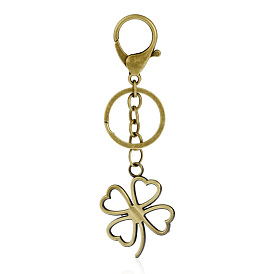 Alloy Keychain, with Iron Finding, Clover