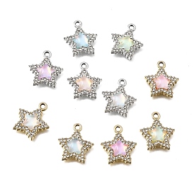UV Plating Alloy Crystal Rhinestone Pendants, with Glass, Star Charms