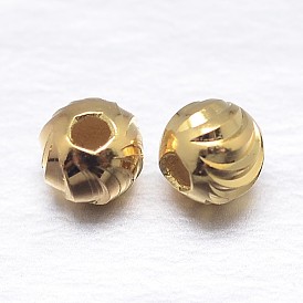 Real 18K Gold Plated Round Sterling Silver Beads