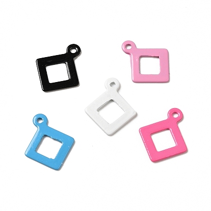 Spray Painted 201 Stainless Steel Charms, Rhombus Charm