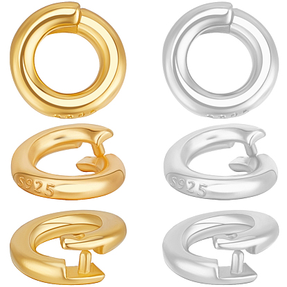 6 шт. 2 цвета 925 соединительное кольцо из стерлингового серебра, Открытый круглый штамп с 925 и двусторонняя замшевая салфетка для полировки серебра