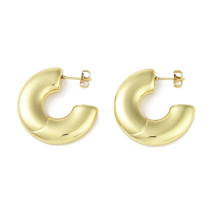 Ion Plating(IP) 304 Stainless Steel Stud Earrings for Women, Toroidal