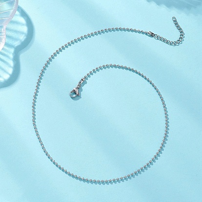 2мм 304 ожерелья из шариковой цепи из нержавеющей стали, с 304 из нержавеющей стали Lobster Claw застежками, не тускнеет