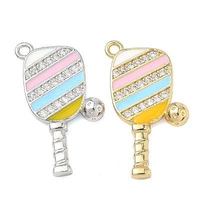 Латунные микропаве прозрачные подвески с фианитом, подвески для ракеток для пиклбола, с эмалью, без кадмия и без свинца, долговечный, стойки покрытие