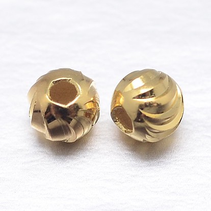 Véritables perles rondes en argent sterling plaquées or 18 k
