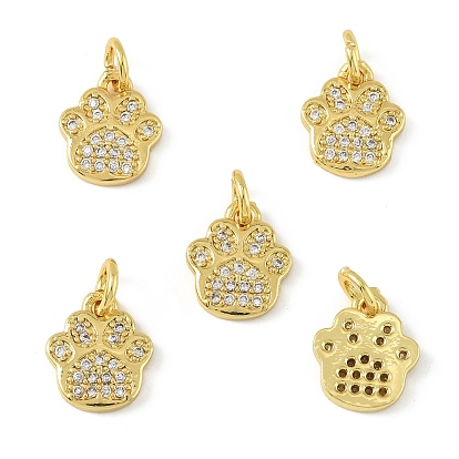 5 шт., латунное покрытие, микропаве, прозрачные подвески из кубического циркония, с целью перехода в кольце, без кадмия и без свинца, долговечный, подвески с принтом собачьей лапы