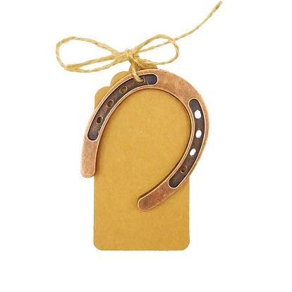 Alloy Hanging Horseshoe Pendant Decorations, with Kraft Papar Card, Wedding Decoration