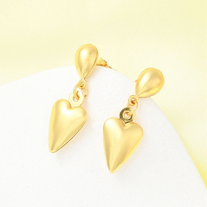 304 серьги-гвоздики из нержавеющей стали для женщин, сердце