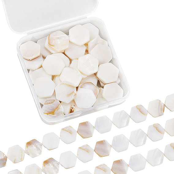 2 нити из натуральных пресноводных бусин из ракушек, шестиугольник