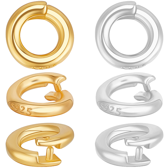 6 шт. 2 цвета 925 соединительное кольцо из стерлингового серебра, Открытый круглый штамп с 925 и двусторонняя замшевая салфетка для полировки серебра