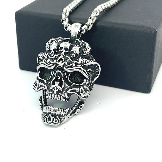 Панк ретро 304 подвеска в виде черепа из нержавеющей стали для мужчин, не тускнеет