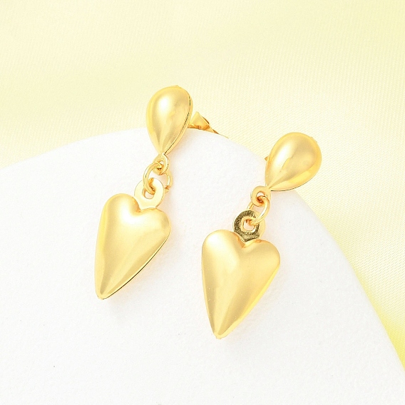 304 серьги-гвоздики из нержавеющей стали для женщин, сердце