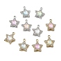 UV Plating Alloy Crystal Rhinestone Pendants, with Glass, Star Charms