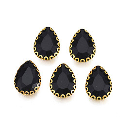 Sew on Rhinestone, Opaque Glass Rhinestones, with Iron Prong Settings, Faceted, Teardrop