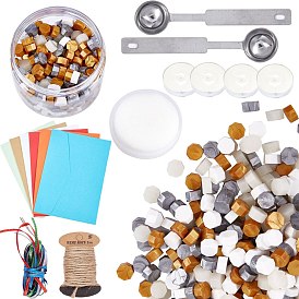 CRASPIRE Sealing Wax Beads Wax Seal Kit, include Wax Seal Spoon, Vintage Envelopes, Hemp String, Satin Ribbon