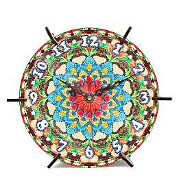 Bohemian DIY Handmade Diamond Painting Clock, Kit, Including Acrylic Rhinestones Bag, Diamond Sticky Pen, Tray Plate, Glue Clay and Wood