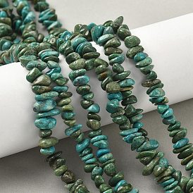 Крашеные нити из натурального магнезита, чип, бирюзового цвета