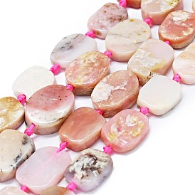 Rose naturel perles d'opale brins, rectangle