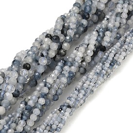 Natura Blue Rutilated Quartz Beads Strands, Round, Faceted