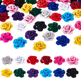 PandaHall Elite 288Pcs 12 Colors Flocky Aluminum Beads, Rose Flower