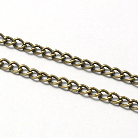 Vintage Iron Twisted Chain Necklace Making for Pocket Watches Design, with Lobster Clasps, 31.5 inch , Link: 3.3x4.6x0.9mm