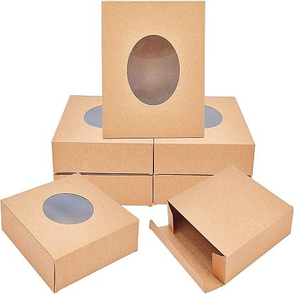 Складная творческая коробка крафт-бумаги, свадебные подарочные коробки, ящик для подарков, бумажная подарочная коробка, с чистым окном, квадратный