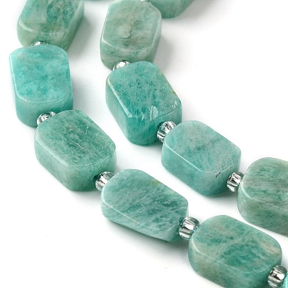 Natural Amazonite Beads Strands, with Seed Beads, Rectangle