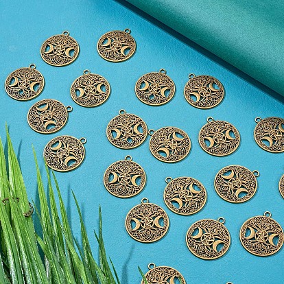 60Pcs Life of Tree Moon Charm Pendant Triple Moon Goddess Pendant Ancient Bronze for Jewelry Necklace Earring Making crafts