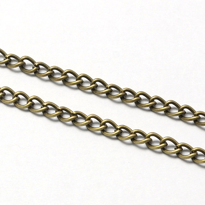 Vintage Iron Twisted Chain Necklace Making for Pocket Watches Design, with Lobster Clasps, 31.5 inch , Link: 3.3x4.6x0.9mm