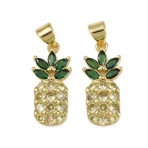Латунные микро проложить кубического циркония подвески, ананас, долговечный, без кадмия и без свинца, стойки покрытие