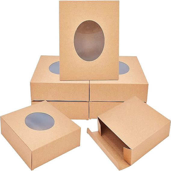 Складная творческая коробка крафт-бумаги, свадебные подарочные коробки, ящик для подарков, бумажная подарочная коробка, с чистым окном, квадратный