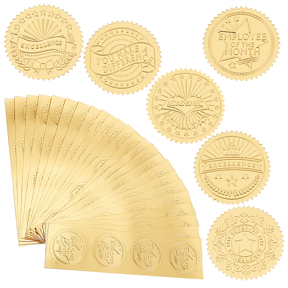 30 листы 6 стильные пластиковые самоклеящиеся наклейки с тиснением из золотой фольги, стикер украшения медали, разнообразные