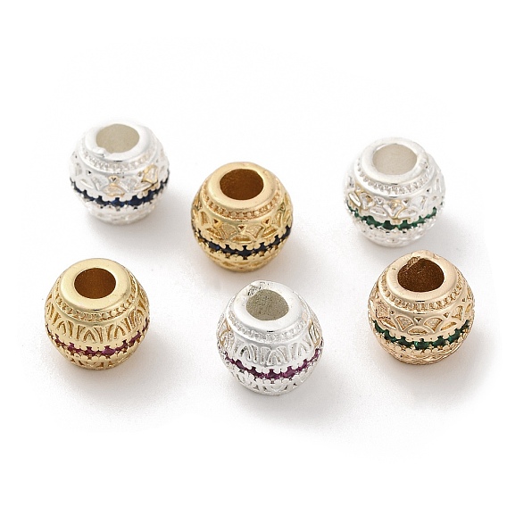 Латунные микро проложить кубического циркония бусы, долговечный, круглые