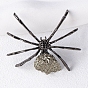 Natural Pyrite & Alloy Spider Display Decorations, Halloween Ornaments Mineral Specimens