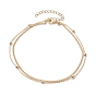 Brass Double Layer Chain Anklets, Round Bead Anklets