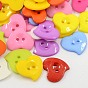 Acrylic Heart Buttons, Plastic Sewing Buttons for Costume Design, 2-Hole, Dyed