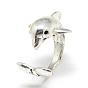 Adjustable Alloy Cuff Finger Rings, Dolphin, Size 4